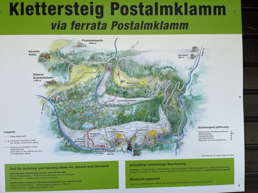 Via Ferrata Postalmklamm - Mapa poglądowa całej trasy